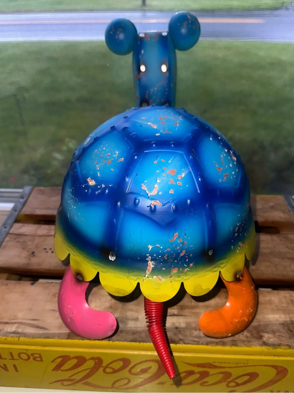 Springy Metal Sea Turtle Statue with Bobbling Head ~New ~ Indoor/Outdoor - Picture 4 of 5